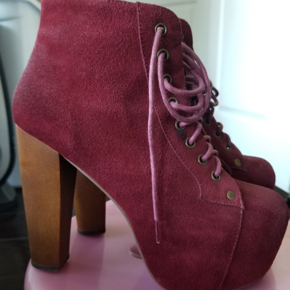 Jeffrey campbell burgundy booties size 6
